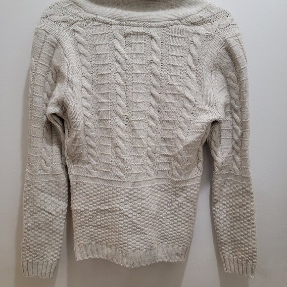 EDC Espirit Melange Oatmeal Chunky Wool Blended Button Cardigan Sweater S Used - Picture 9 of 16